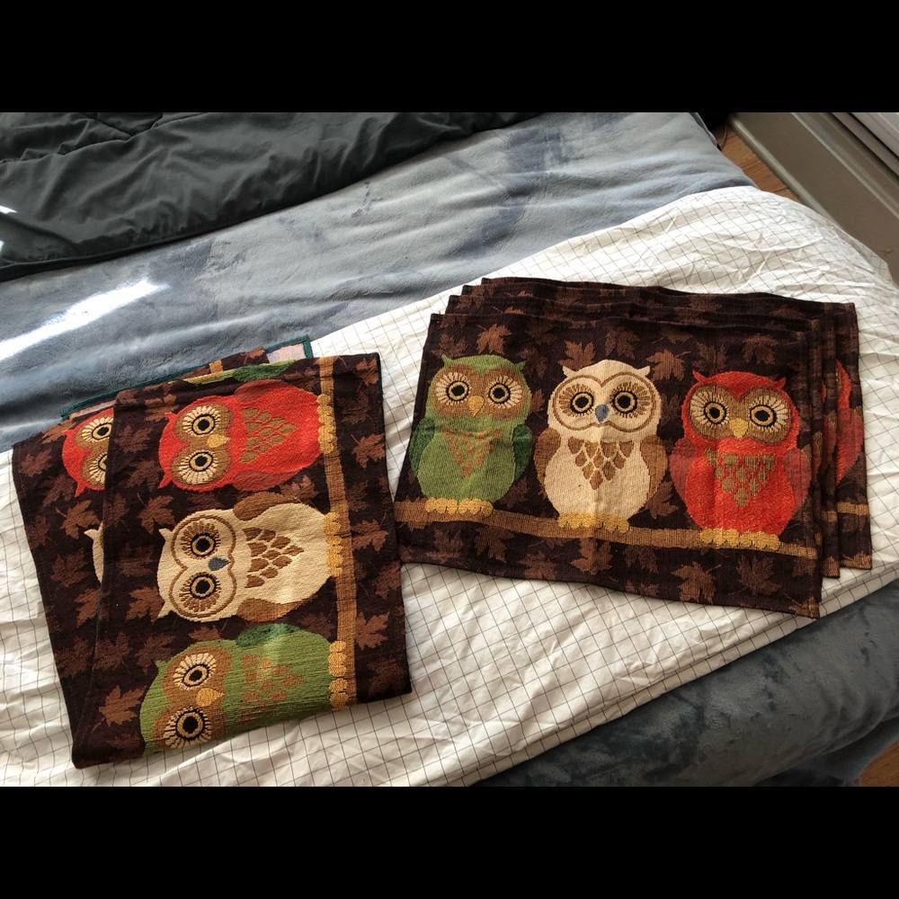 Fall Owl Placemats and Runner
